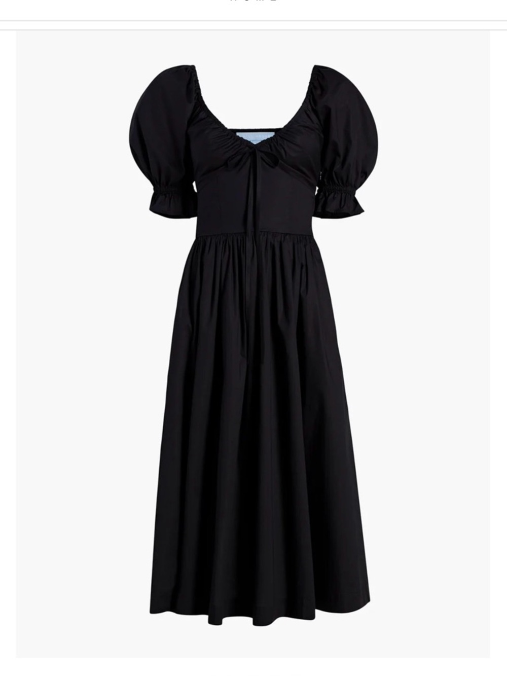 Hill House Ophelia: Puff-Sleeve Black Midi Dress with Sweetheart Neckline - Picture 2 of 6